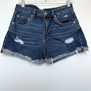 Womens Dark Wash Distressed High Rise Denim Shorts Size 7 NB23100110434